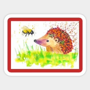 Hedgehog and a bumble bee Sticker